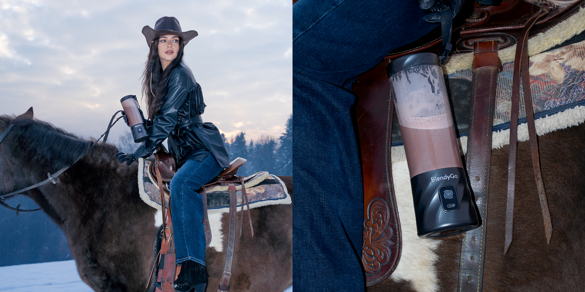 Dziewczyna z blenderem BlendyGo na plaży